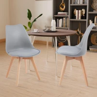 Modern Dining Chairs with Ergonomic High-Density Foam Backrest, Wooden-Legged Side Chairs with PU Leather Upholstery, 19.5L x 16.5W x 32H, Grey(m-7)