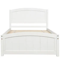 Twin Wood Platform Bed with Durable Material and Light Weight, Solid Bed Frame with 10 Evenly Spaced Slats, 79.5" L x 41.5" W x 35.5" H, White(m-2)