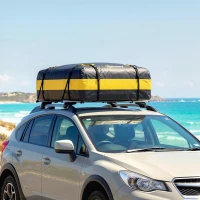 Outsunny Rooftop Cargo Carrier, 15 Cubic Feet Waterproof Soft-Shell Car Roof Storage Bag with Door Hooks, Anti-Slip Mat(m-8)