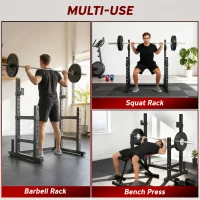 Soozier Adjustable Squat Rack, 660 lbs Multi-Function Barbell Rack for Weight Lifting and Home Gym Strength Training, Black(m-4)