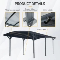 Arched Outdoor Carport with Polycarbonate Waterproof Panels, Covered Driveway Shelter with Durable Frame,118'' L x 227'' W x 86'' H, Gray(m-4)