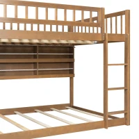 Full Over Full Bunk Bed with Convenient Storage Headboard, Unique Bed Frame with Multi-Color Light Strip, 79" L x 57.5" W x 57" H, Brown(m-12)