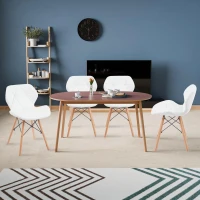 Modern Dining Chair with Backrest and PU Leather Surface, Stain-Resistant Bar Stools with Ergonomic Wood Legs, 18.5'' L x 14.5'' W x 28'' H, White(m-8)