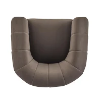 Modern Comfort Club Chair with Boutique-Feel Seat, Semi-Circular Armchair with Integrated Armrests, 37'' L x 32.5'' W x 26.5'' H, Black+Dark Brown(m-7)