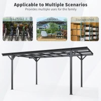Outdoor Storage Carport with Double-Layer Waterproof Roof, Sloping-Roof Vehicle Shelter with Aluminium Alloy Frame, 120'' L x 198'' W x 91.5'' H, Black(m-4)