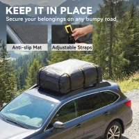 Outsunny Rooftop Cargo Carrier, 21 Cubic Feet Waterproof Soft-Shell Car Roof Storage Bag with Door Hooks, Anti-Slip Mat(m-5)