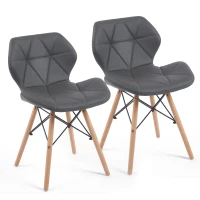 Modern Dining Chair with Backrest and PU Leather Surface, Stain-Resistant Bar Stools with Ergonomic Wood Legs, 18.5'' L x 14.5'' W x 28'' H, Grey(m-2)