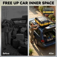 Outsunny Rooftop Cargo Carrier, 15 Cubic Feet Waterproof Soft-Shell Car Roof Storage Bag with Door Hooks, Anti-Slip Mat(m-4)