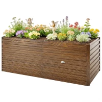 Outsunny 5' x 3' x 2' Raised Garden Bed, Galvanized Planter Box for Growing Flowers, Herbs and Vegetables Dark Brown Wood Effect(m-2)