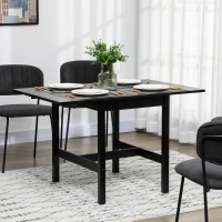 HOMCOM Solid Wood Kitchen Table, Drop Leaf Tables for Small Spaces, Folding Dining Table, Black(m-2)