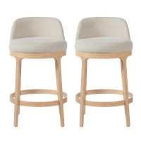 Counter Height Bar Stools with Premium Rubberwood Frame, Modern Bar Chairs with Ergonomic Seat, 18.5'' L x 18.5'' W x 33'' H, Beige+Natural(m-4)