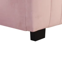 Space-Saving Twin Size Upholstered Platform Bed with Trundle Under Bed, Cozy Bed Frame with Velvet Fabric, 80" L x 41.5" W x 42.5" H, Pink(m-10)
