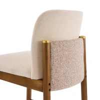 Cozy Lois Indoor Upholstered Wooden Stools with Padded Soft Fabric, Sturdy Bar Chairs with Footrest, 19" L x 22" W x 37" H, Beige+Walnut(m-11)
