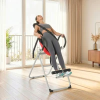 Soozier Inversion Table, Heavy Duty Folding Inversion Table with Adjustable Ankle Lock and Safety Belt for Pain Relief Therapy, Black & Red(m-8)
