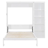 Space-Saving Murphy Bed with 5-layer Folded Cabinet, Solid Murphy Bed Frame with 600 lbs Weight Capacity, 87.5" L x 15.5" W x 83.5" H, White(m-2)