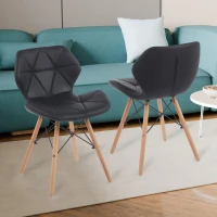 Modern Dining Chair with Backrest and PU Leather Surface, Stain-Resistant Bar Stools with Ergonomic Wood Legs, 18.5'' L x 14.5'' W x 28'' H, Black(m-8)