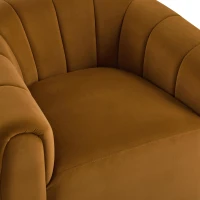 Modern Swivel Club Chair with Boutique-Feel Seat, Semi-Circular Backrest Armchair with Integrated Armrests, 37'' L x 32.5'' W x 26.5'' H, Black+Caramel(m-11)