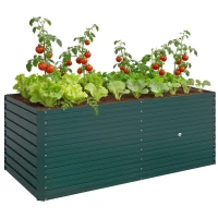 Outsunny 5' x 3' x 2' Raised Garden Bed, Galvanized Planter Box for Growing Flowers, Herbs and Vegetables, Green(m-9)