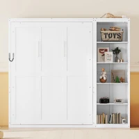 Space-Saving Murphy Bed with 5-layer Folded Cabinet, Solid Murphy Bed Frame with 600 lbs Weight Capacity, 87.5" L x 15.5" W x 83.5" H, White(m-5)