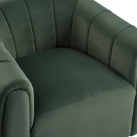 Modern Comfort Club Chair with Boutique-Feel Seat, Semi-Circular Armchair with Integrated Armrests, 37'' L x 32.5'' W x 26.5'' H, Black+Olive Green(m-9)