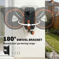 Outsunny Retractable Garden Hose Reel, 1/2" x 59ft Wall Mounted Hose Reel with 12-Pattern Nozzles, Auto Retraction, Self-Locking(m-6)