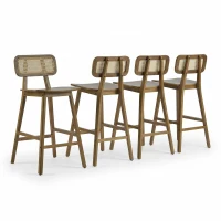 Bari Counter Stools with High-Quality Rubber Wood, Cozy Bar Chairs with Good Breathability and Lumbar Support, 18" L x 20.5" W x 36" H, Walnut(m-5)
