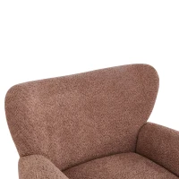 Cozy Wingback Armchair with Premium Fabric Upholstery, Bouclé Accent Chair with Plush Cushioned Seat, 32'' L x 31'' W x 32.5'' H, Coral+Teak(m-9)