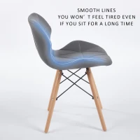 Modern Dining Chair with Backrest and PU Leather Surface, Stain-Resistant Bar Stools with Ergonomic Wood Legs, 18.5'' L x 14.5'' W x 28'' H, Grey(m-5)
