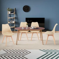 Modern Dining Chairs with Ergonomic High-Density Foam Backrest, Wooden-Legged Side Chairs with PU Leather Upholstery, 19.5L x 16.5W x 32H, khaki(m-8)
