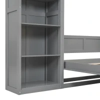 Space-Saving Murphy Bed with 5-layer Folded Cabinet, Solid Murphy Bed Frame with 600 lbs Weight Capacity, 87.5" L x 15.5" W x 83.5" H, Gray(m-12)