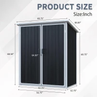 Outdoor Resin Storage Shed with Secure Lockable Doors, Waterproof Lockable Cabinet with UV-Resistant Durable Resin, 60.5'' L x 38'' W x 68.5'' H, Black(m-3)
