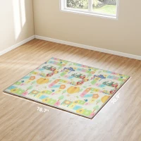 Qaba Foldable & Reversible Baby Play Mat, 79" x 71" Foam Floor Mat, Non-Slip Waterproof Crawling, Alphabet & Cloud Design(m-3)