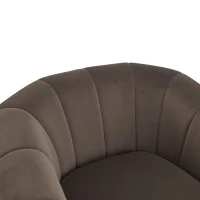 Modern Comfort Club Chair with Boutique-Feel Seat, Semi-Circular Armchair with Integrated Armrests, 37'' L x 32.5'' W x 26.5'' H, Black+Dark Brown(m-10)
