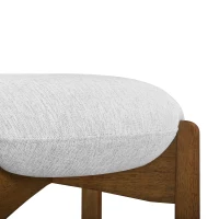 Indoor Bar Stools with Solid Rubberwood Frame, Non-Swivel Bar Chairs with Upholstered Round Seat, 19.5'' L x 19.5'' W x 30'' H, Ivory+Walnut(m-8)