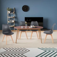 Modern Dining Chairs with Ergonomic High-Density Foam Backrest, Wooden-Legged Side Chairs with PU Leather Upholstery, 19.5L x 16.5W x 32H, Black(m-8)