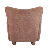 Cozy Wingback Armchair with Premium Fabric Upholstery, Bouclé Accent Chair with Plush Cushioned Seat, 32'' L x 31'' W x 32.5'' H, Coral+Teak(m-7)