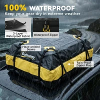 Outsunny Rooftop Cargo Carrier, 15 Cubic Feet Waterproof Soft-Shell Car Roof Storage Bag with Door Hooks, Anti-Slip Mat(m-6)
