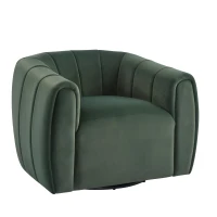 Modern Comfort Club Chair with Boutique-Feel Seat, Semi-Circular Armchair with Integrated Armrests, 37'' L x 32.5'' W x 26.5'' H, Black+Olive Green(m-4)