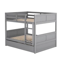 Full-Over-Full Bunk Bed with Space-Saving Pullout Trundle, Space-Saving Bed Frame with 2 Separate Beds, 79.5" L x 57" W x 60" H, Gray(m-6)