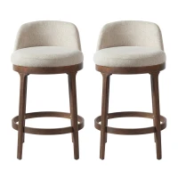 Counter Height Bar Stools with Rubber Wood Frame, Modern Bar Chairs with Upholstered Ergonomic Seat, 18.5'' L x 18.5'' W x 33'' H, Beige+Walnut(m-4)