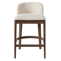 Counter Height Bar Stools with Foam Upholstered Seat, Modern Bar Chairs with Ergonomic Curved Back, 19.5'' L x 21.5'' W x 33'' H, Beige+Walnut(m-2)