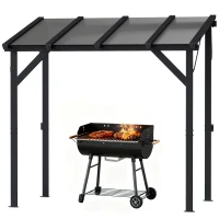 Outsunny Hardtop Grill Gazebo, Lean-to BBQ Shelter with Polycarbonate Roof for Outdoor, Patio, Lawn(m-1)