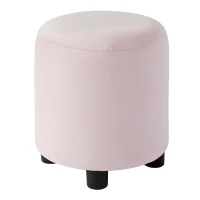 Full Size Upholstered Platform Bed with Bedside Desk and Stool, Cozy Bed Frame with Streamlined Structure, 79.5" L x 68" W x 28" H, Pink(m-10)