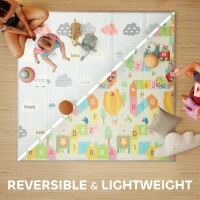 Qaba Foldable & Reversible Baby Play Mat, 79" x 71" Foam Floor Mat, Non-Slip Waterproof Crawling, Alphabet & Cloud Design(m-4)