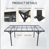 Outdoor Storage Carport with Double-Layer Waterproof Roof, Sloping-Roof Vehicle Shelter with Aluminium Alloy Frame, 120'' L x 198'' W x 91.5'' H, Black(m-5)