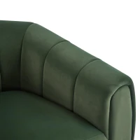 Modern Comfort Club Chair with Boutique-Feel Seat, Semi-Circular Armchair with Integrated Armrests, 37'' L x 32.5'' W x 26.5'' H, Black+Olive Green(m-11)