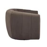 Modern Comfort Club Chair with Boutique-Feel Seat, Semi-Circular Armchair with Integrated Armrests, 37'' L x 32.5'' W x 26.5'' H, Black+Dark Brown(m-5)