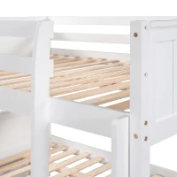 Full-Over-Full Bunk Bed with Pullout Trundle, Space-Saving Bed Frame with 2 Separate Beds, 79.5" L x 57" W x 60" H, White(m-12)