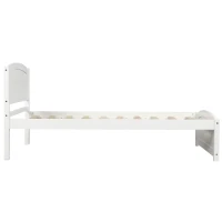 Twin Wood Platform Bed with Durable Material and Light Weight, Solid Bed Frame with 10 Evenly Spaced Slats, 79.5" L x 41.5" W x 35.5" H, White(m-11)