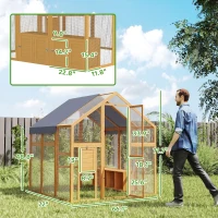 PawHut Large Wooden Chicken Run with Waterproof & Anti-UV Cover, for 6-8 Chickens, for Backyard, Farm, Yellow(m-3)